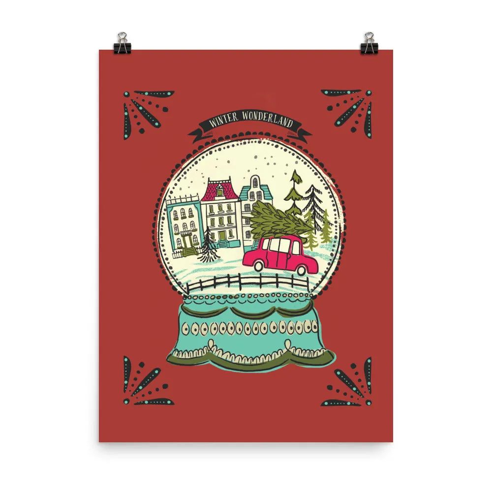 Winter Wonderland snow globe Art Poster Print