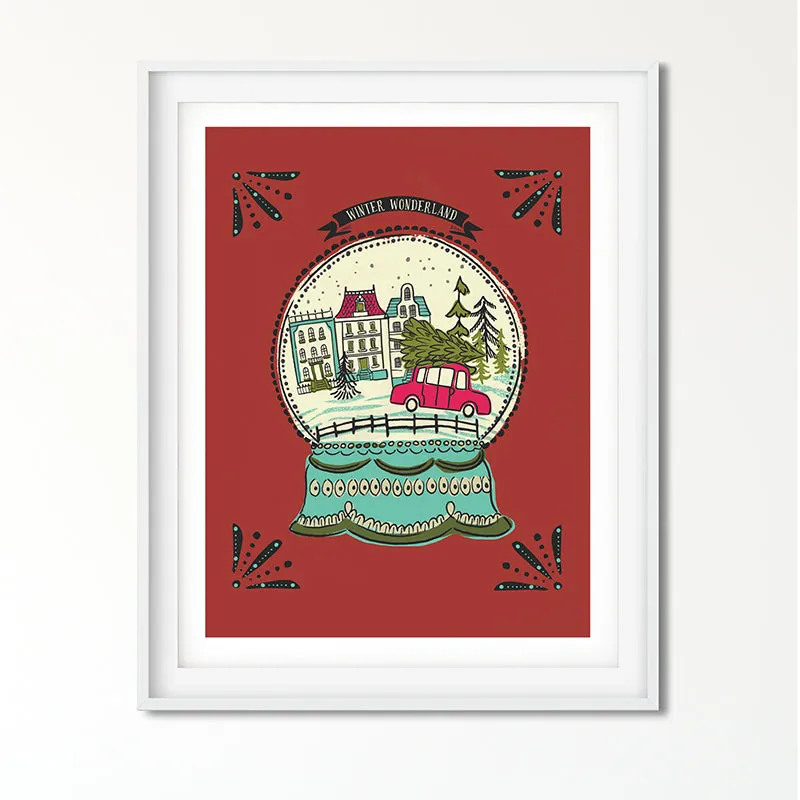 Winter Wonderland snow globe Art Poster Print