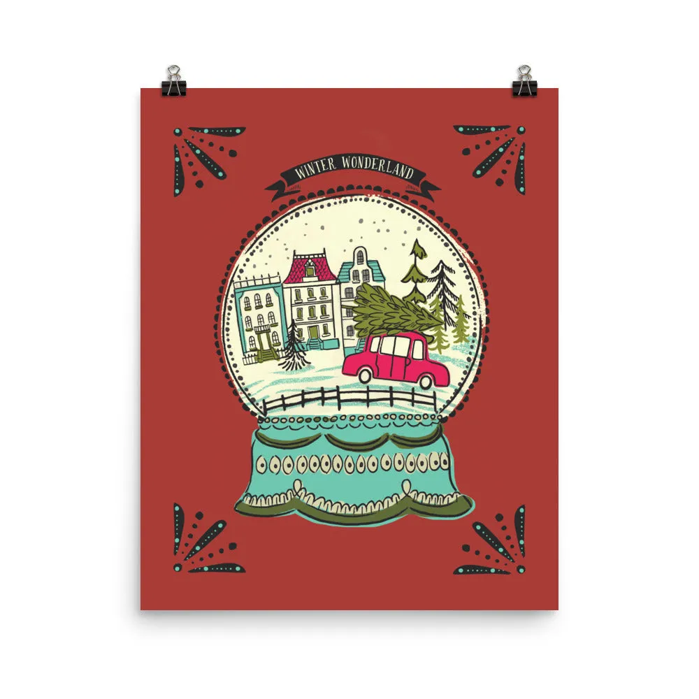 Winter Wonderland snow globe Art Poster Print