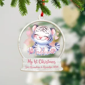 Wood and Acrylic Ornament Personalised White Tiger