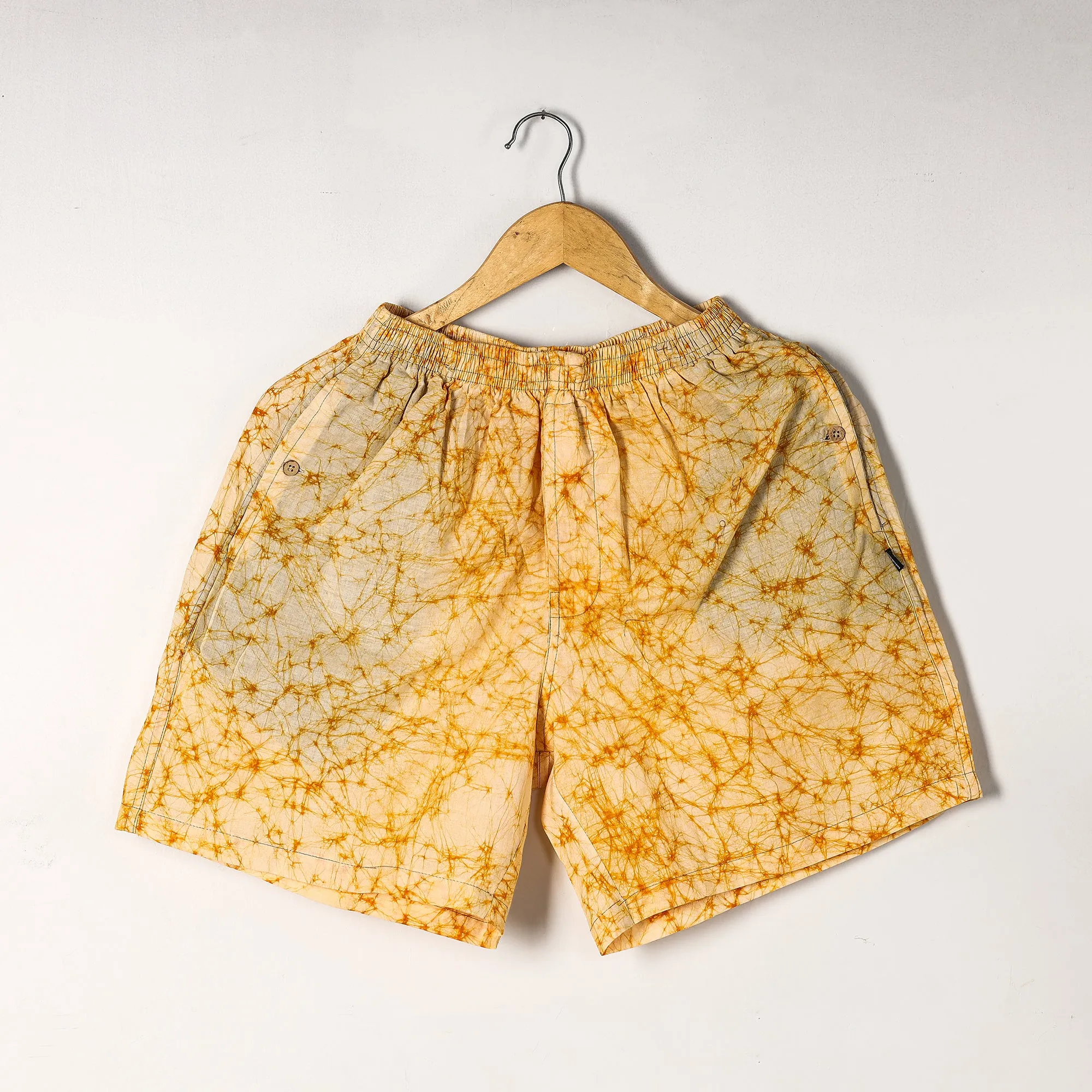 yellow - Hand Batik Printed Cotton Unisex Boxer/Shorts